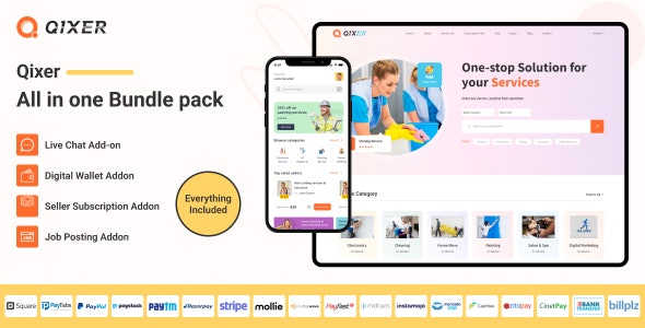 Universal Addon Bundle for Qixer - Service Marketplace and Service Finder Universal Addon Bundle for Qixer - Service Marketplace and Service Finder