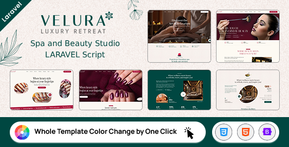 Velura - Spa, Beauty Nail Salon Booking Laravel Website Velura - Spa, Beauty Nail Salon Booking Laravel Website