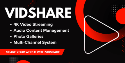 Vidshare – Ultimate Media Sharing Platform (Videos, Photos, Audios, Channels More)