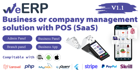 WeERP (SAAS) - Business or company management solution with POS including web panel WeERP (SAAS) - Business or company management solution with POS including web panel
