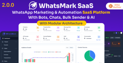 WhatsMarkSaaS - WhatsApp Marketing Automation SaaS Platform with Bots, Chats, Bulk Sender AI [Extended Version]