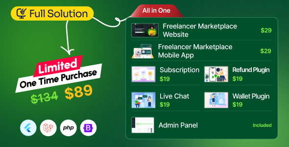 Workzone - Freelancer Marketplace for Service Job Posting Laravel Script + Mobile App (Bundle)
