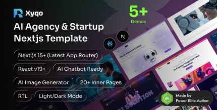 Xyqo – AI Agency Startup React Next.js Template