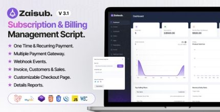 Zaisub - Subscription Billing Management Laravel Script.
