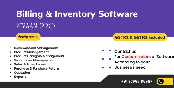 Zivaan PRO - Accounting | Inventory (GST Compliance with GSTR1 GSTR2 Integrated)