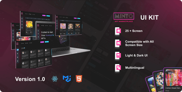 Minto - ReactJs NFT Marketplace UI kit Minto - ReactJs NFT Marketplace UI kit